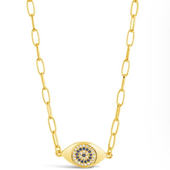 Sterling ForeverWilda Evil Eye Pendant Necklace 14 k NWT 16”-(2” - Picture 2 of 10